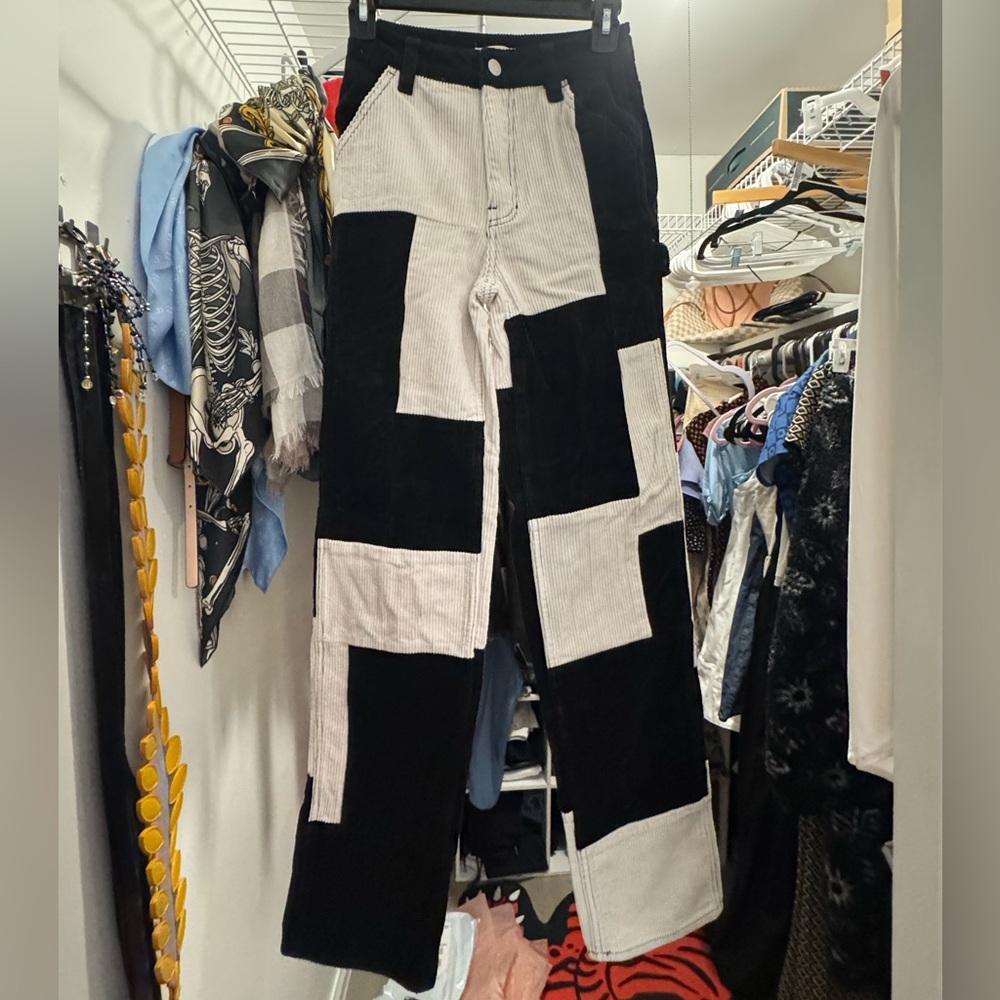 Black and White Corduroy Pants